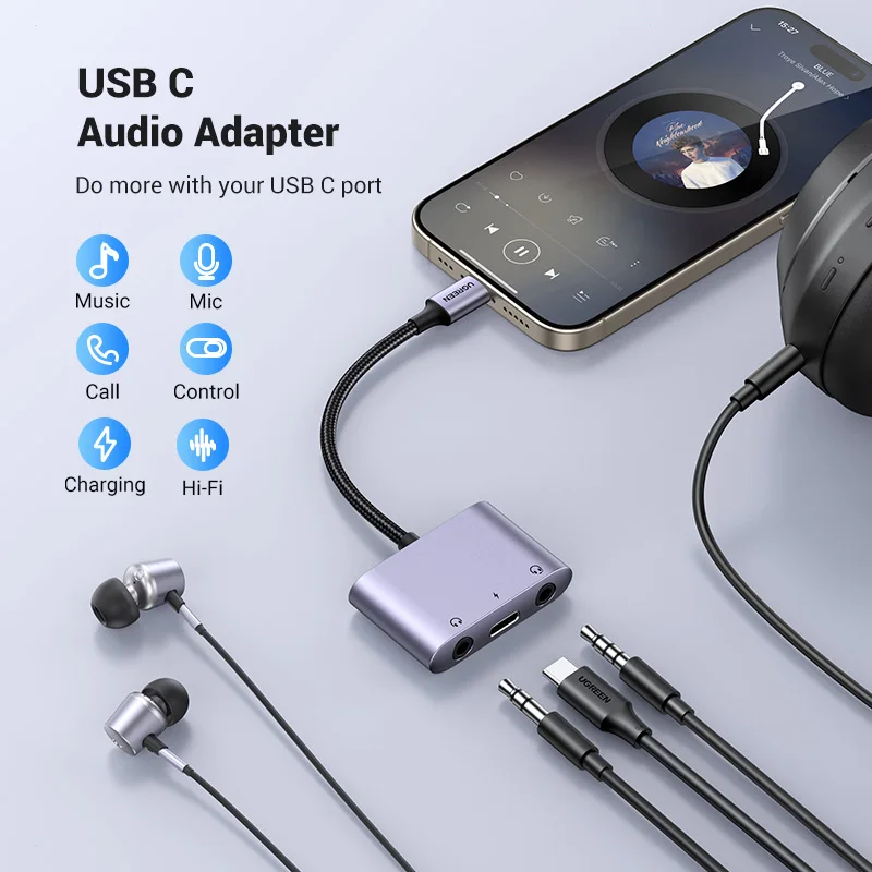 USB-C To 3.5mm Headphone Adapter, Digital Audio USB C To Aux Adapter For Samsung Galaxy, Huawei