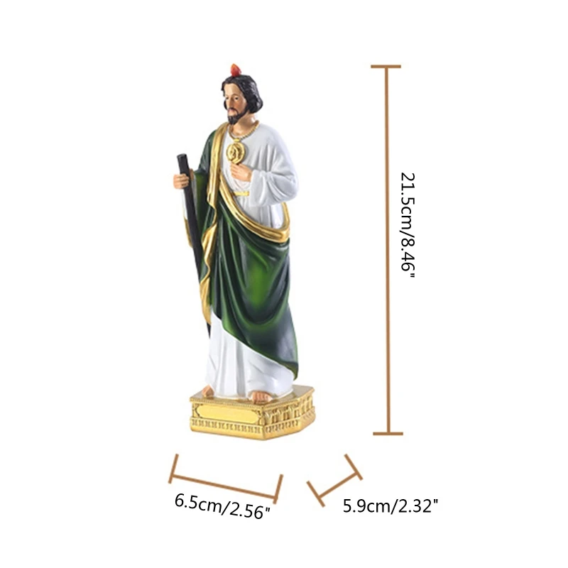 Christian Statue 95AA Saint Jude Statue Catholic Christian Hand Painted Holy Religious Figurine for Home Bedroom Church Decoration Gift