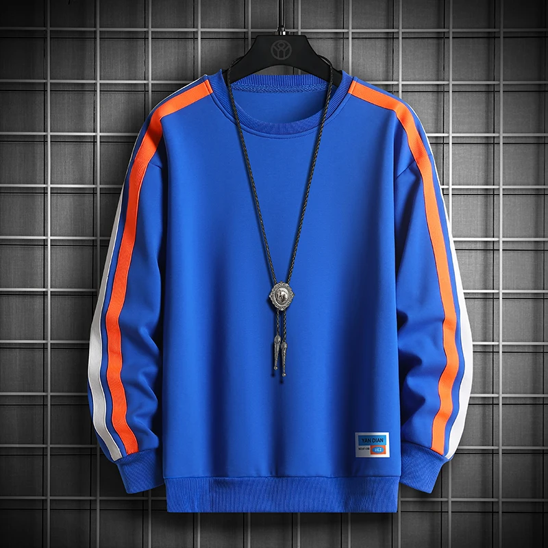 

Spring and Autumn 2023 New Men's Sports Casual Pullover Sweater Fashion Trend Round Neck Stripe Long Sleeve Sweatshirts