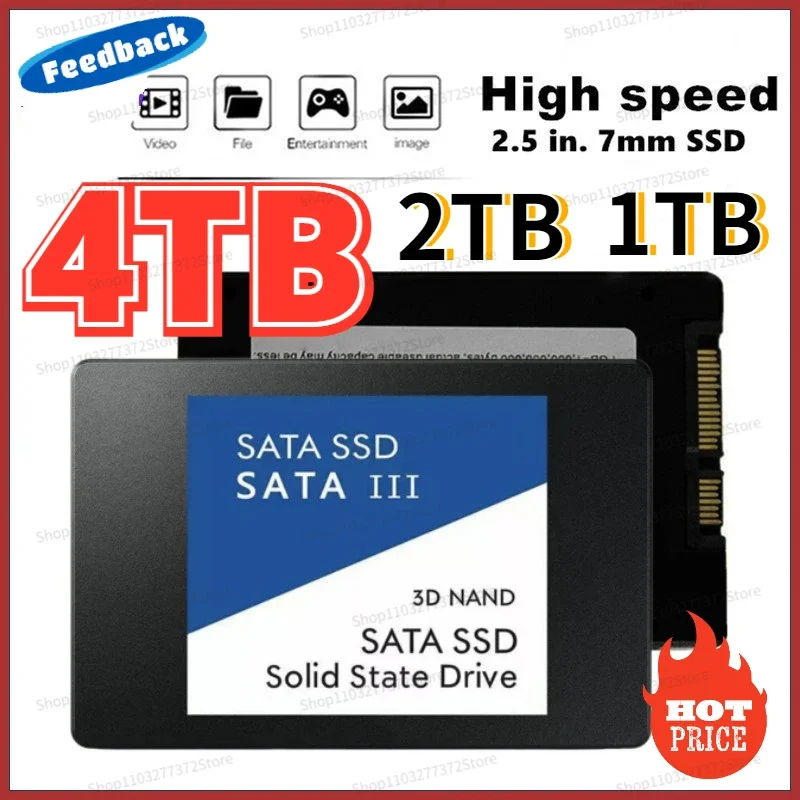

Original 2.5 SATA 3 SSD 2TB 1TB 500GB High Speed Hard Stick Solid State Drive Mobile Hard Drive for Laptops/Desktop/Games/ps5