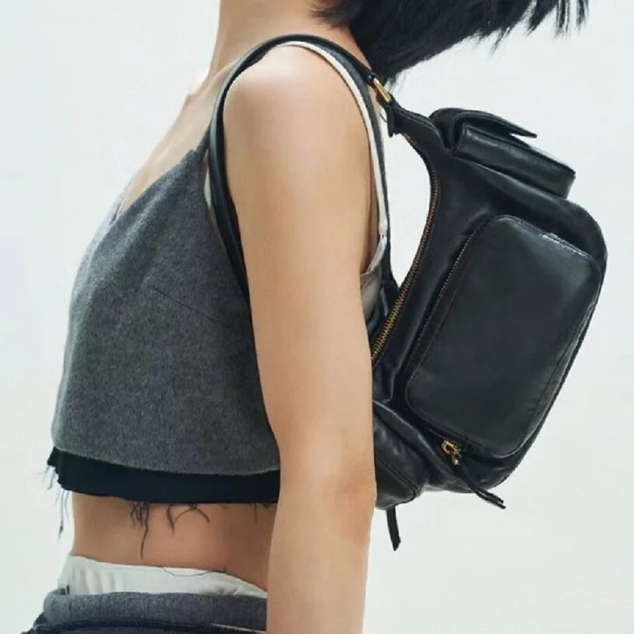 24 New Multifunctional Pocket locomotive super hot miu style girl cowhide underarms bag