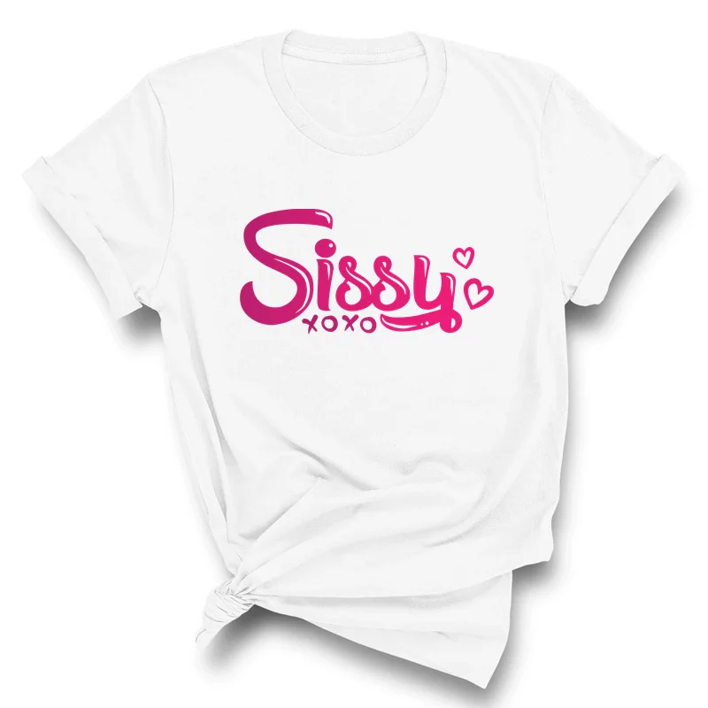 Plus Size Sissy Letter Print Oversized Kawaii T-Shirt