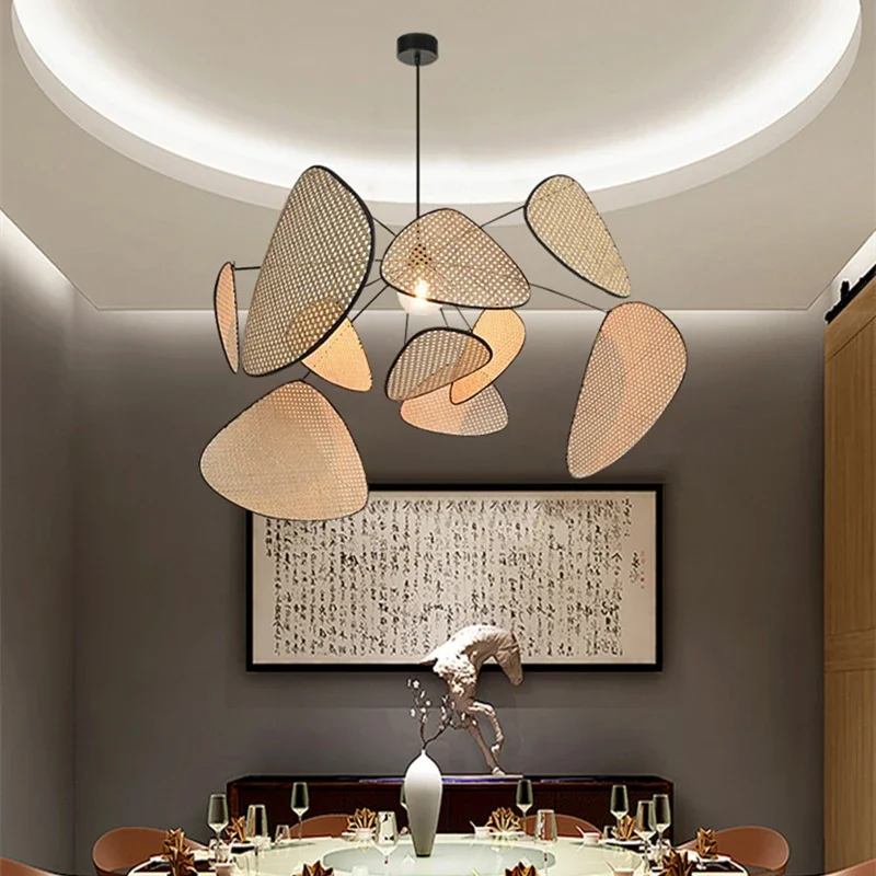

Suspension Screen Cannage Pendant Light French Designer Rattan Wicker Chandelier Kitchen Wood Bamboo Lamp Home Decor Wall Sconce