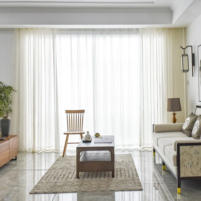 YCENTRE Linen Tulle Curtains For Living Room Modern Flax Sheer For Bedroom Solid Voile For Children Window Drapes 4