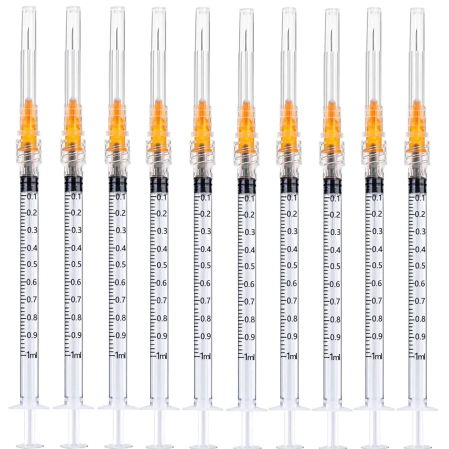 100 Stück 1 ml 1 ml Luer-Lock-Spritze mit Nadel, 25 G, 1 Zoll, steril, einzeln verpackt für industrielle Dosierungen, wissenschaftliche Labore