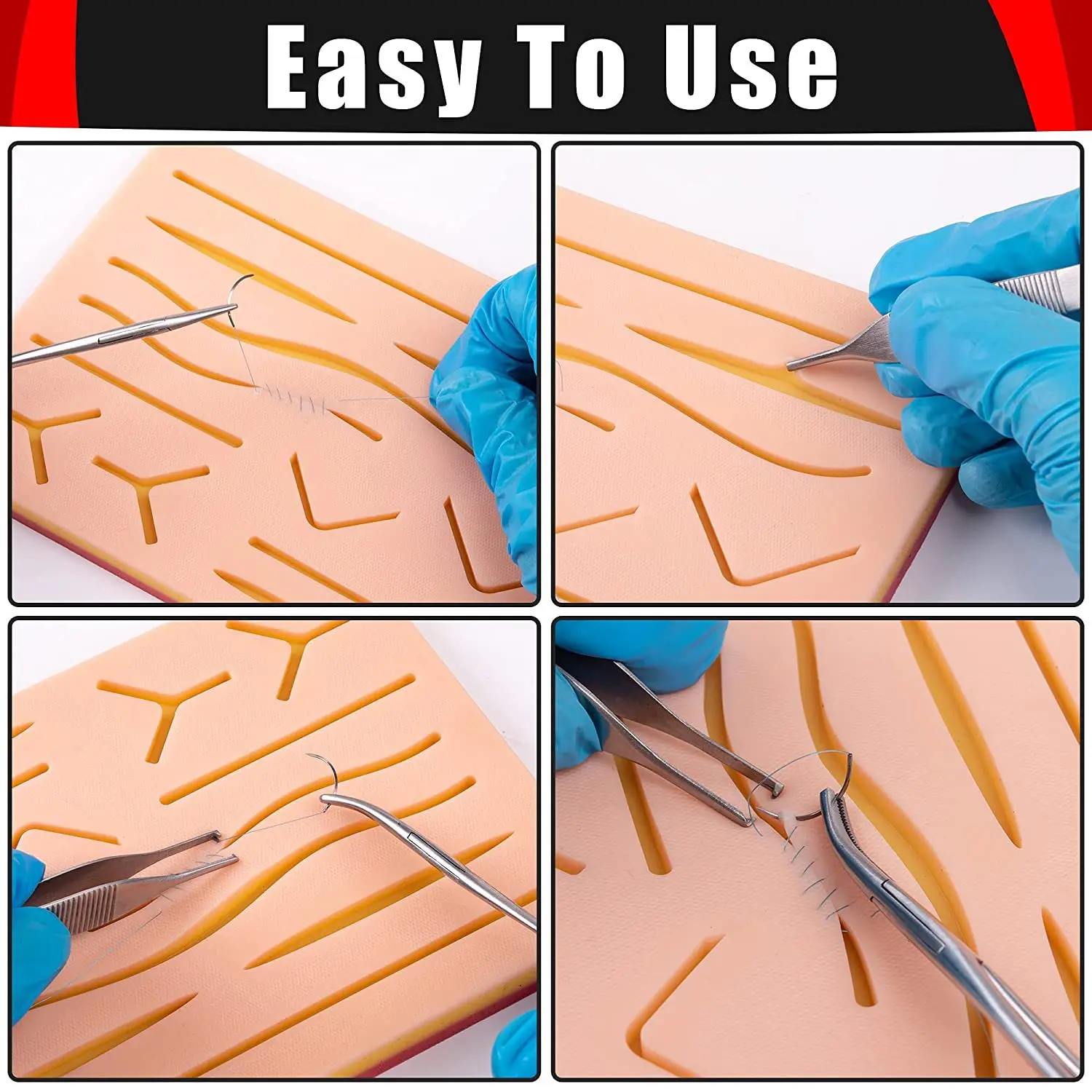 Surgical Suture Training Kit Skin Operate Suture Practice Model Training Pad Needle Scissors Tool Kit Teaching equipment
