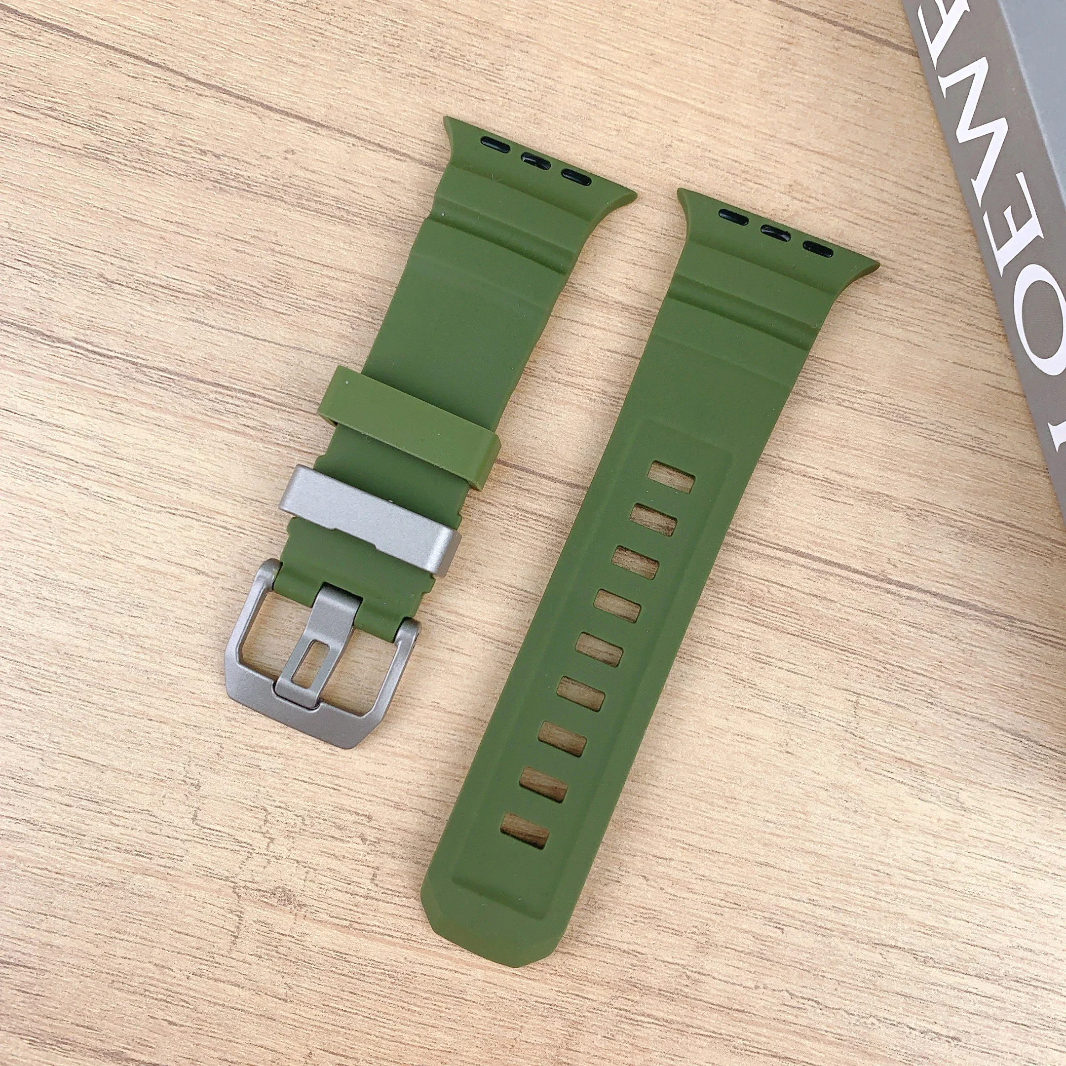 Sport Silicone and Titanium Metal Bracelet Strap