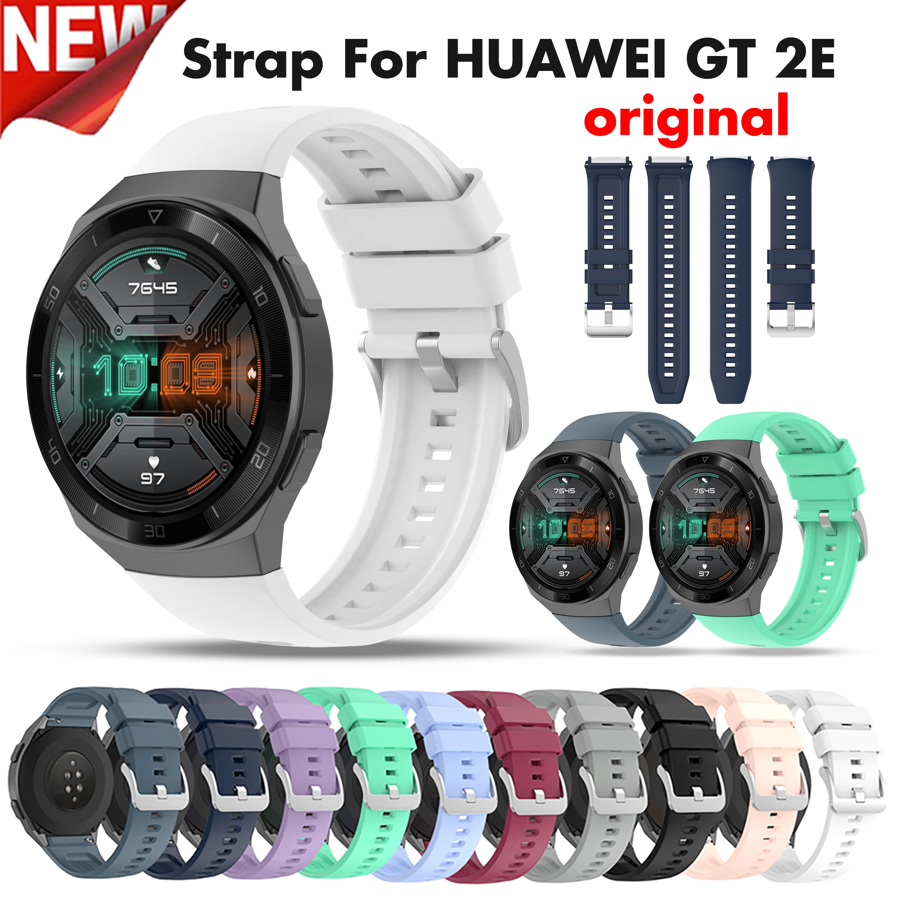 

22MM Soft Silicone Watch Strap For Huawei watch GT 2e original SmartWatch band Replacement HUAWEI GT2e WristBand Bracelet Correa