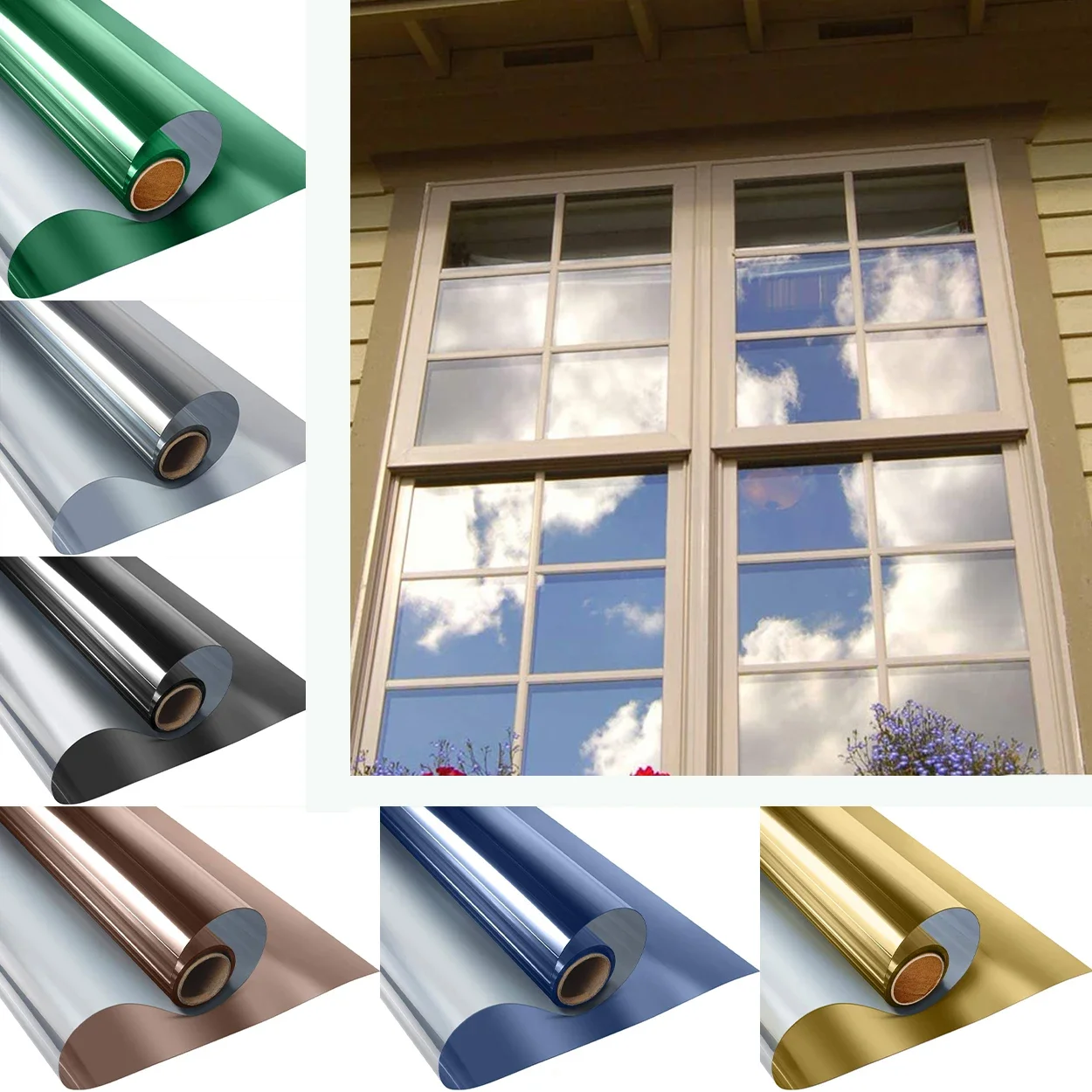Window Film 2/3/5 Meter One-way Mirror Vinyl Glass Self-adhesive Reflective Solar Privacy Heat Control for Home