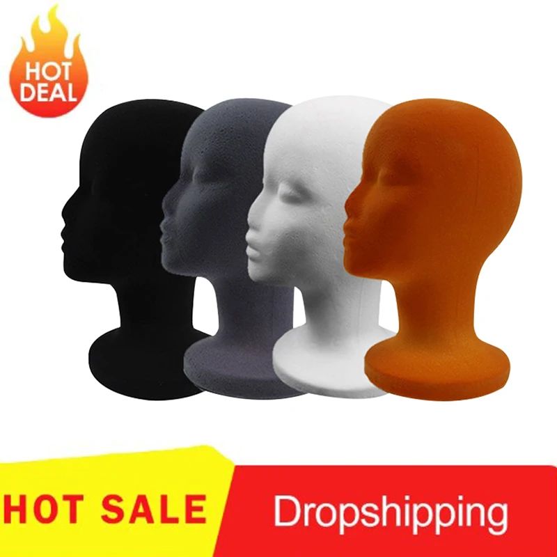 Practical Foam Flocking Head Mold Mannequin Women Model Head Wig