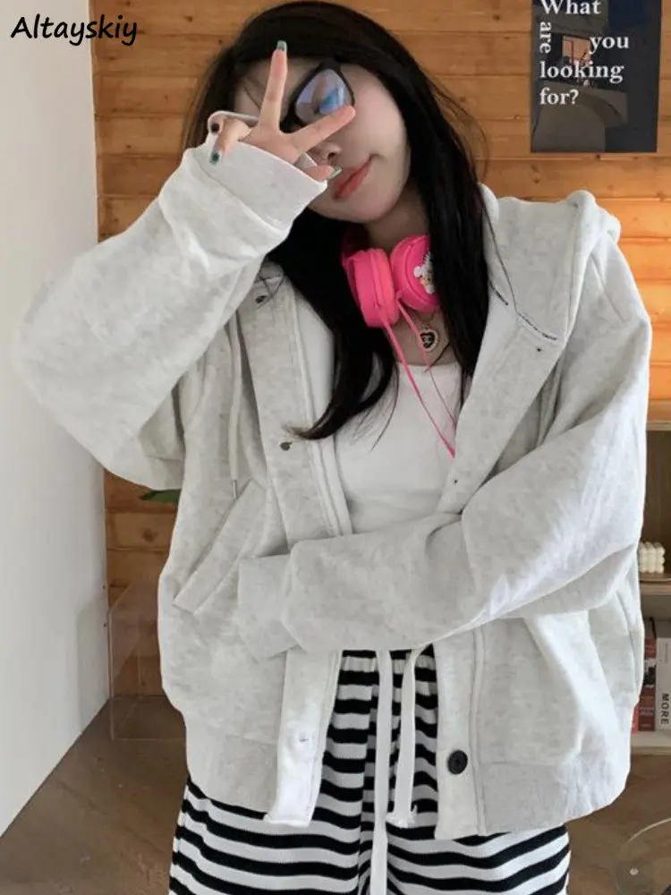 

Светильник серые куртки женские свободные с капюшоном уличная одежда простые весенние повседневные студенческие повседневные универсальные модные новые в Корейском стиле