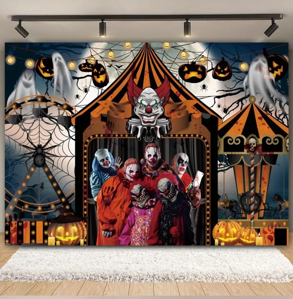 Halloween Backdrop Horror Night Evil Clown Carnival Scary Circus Halloween  Kids Portrait Photography Background Decor Banner - AliExpress, image size:1000x1019