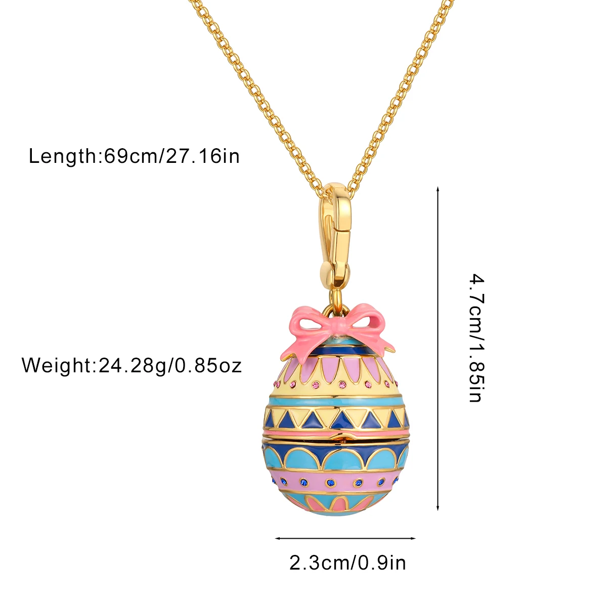 Fashion Openable Princess Enamel Bow Easter Egg Pendant Necklace for Women Sweet Party Jewelry Keychain Pendant Valentine Gift 6