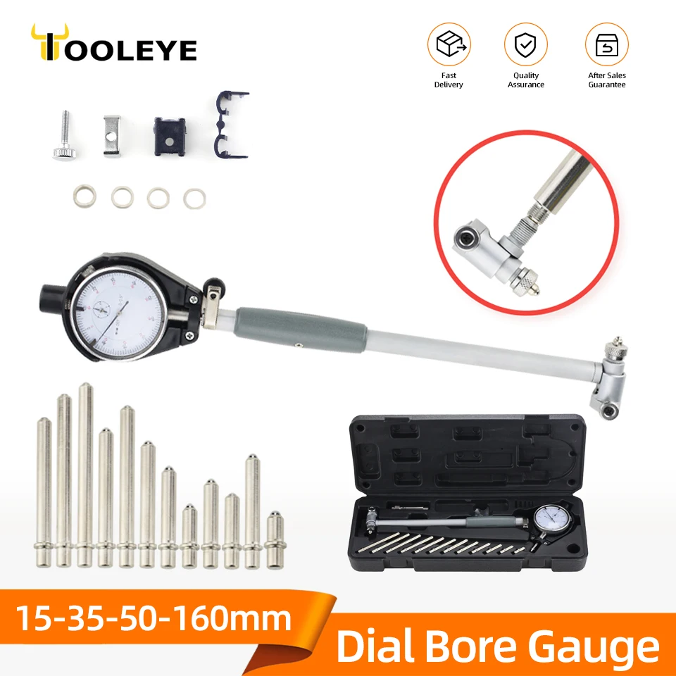 Bore Dial Bore Gauge Dial Indicator Inner Diameter Gauge Measuring Rod Probe Micrometer Measuring Tool 15-35-50-160mm dial indicator gauge dial indicator