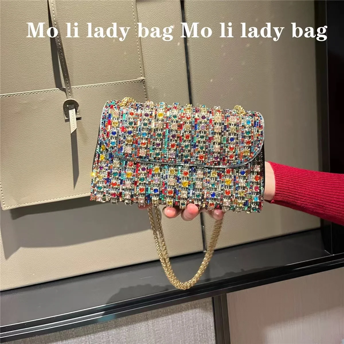 

Women Elegant Handbag Bling Shiny Square Bag Crystal Diamond Luxury Evening Bag Dinner Party Clutch Purse Shoulder Crossbody Bag