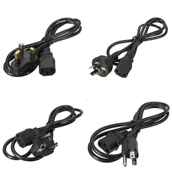 Universal 1.2M Black 3 - Prong Power Supply Cable (EU Plug)