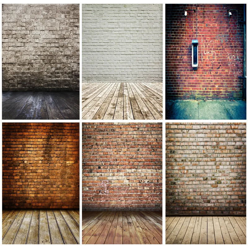 

Vinyl Custom Vintage Brick Wall Wooden Floor Photography Backdrops Portrait Photo Background Studio Prop YXZQ-01
