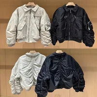 Winter New Men's Streetwear Thug Club Jacket Star Studded Metal Zipper Bomber Flight Jackets Heavy Cotton Coats 1
