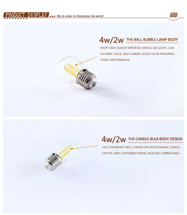 Description Picture 5 of itemLED Filament Bulb G45 4W 2W E27 E14 AC220V Luster Home Indoor Decorative Lights Pendant Light Base Bedroom Living Room Kitchen