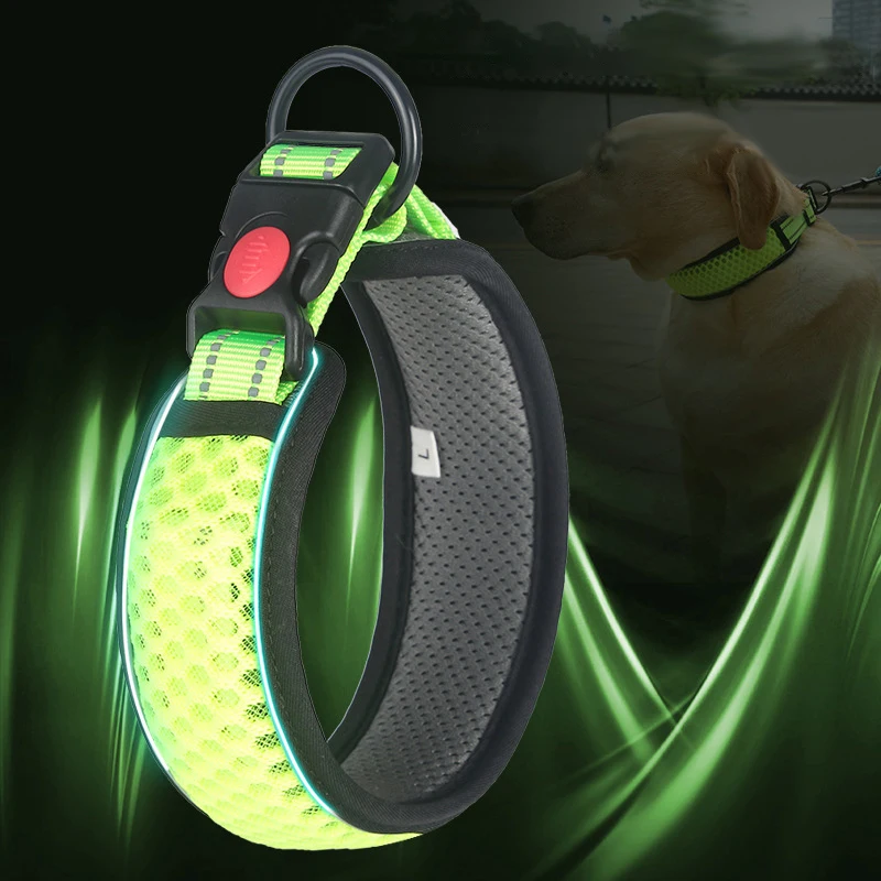 Dog Collar Pet Collar Reflective Soft Neoprene Padded Breathable Nylon Adjustable