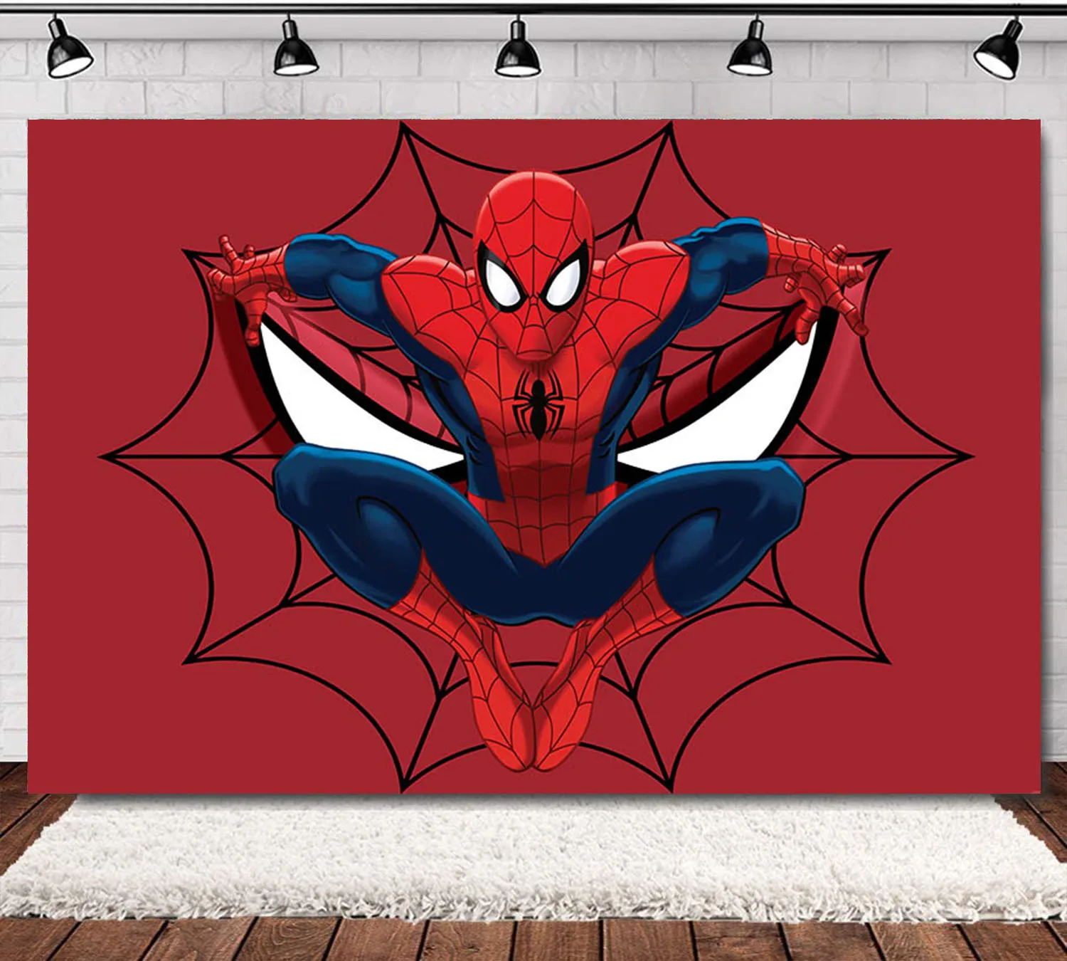 

Spider-maned Superhero Party Birthday Decoration Happy Birthday Party Supplies Background Kids Holiday Photography Backdrop Wall