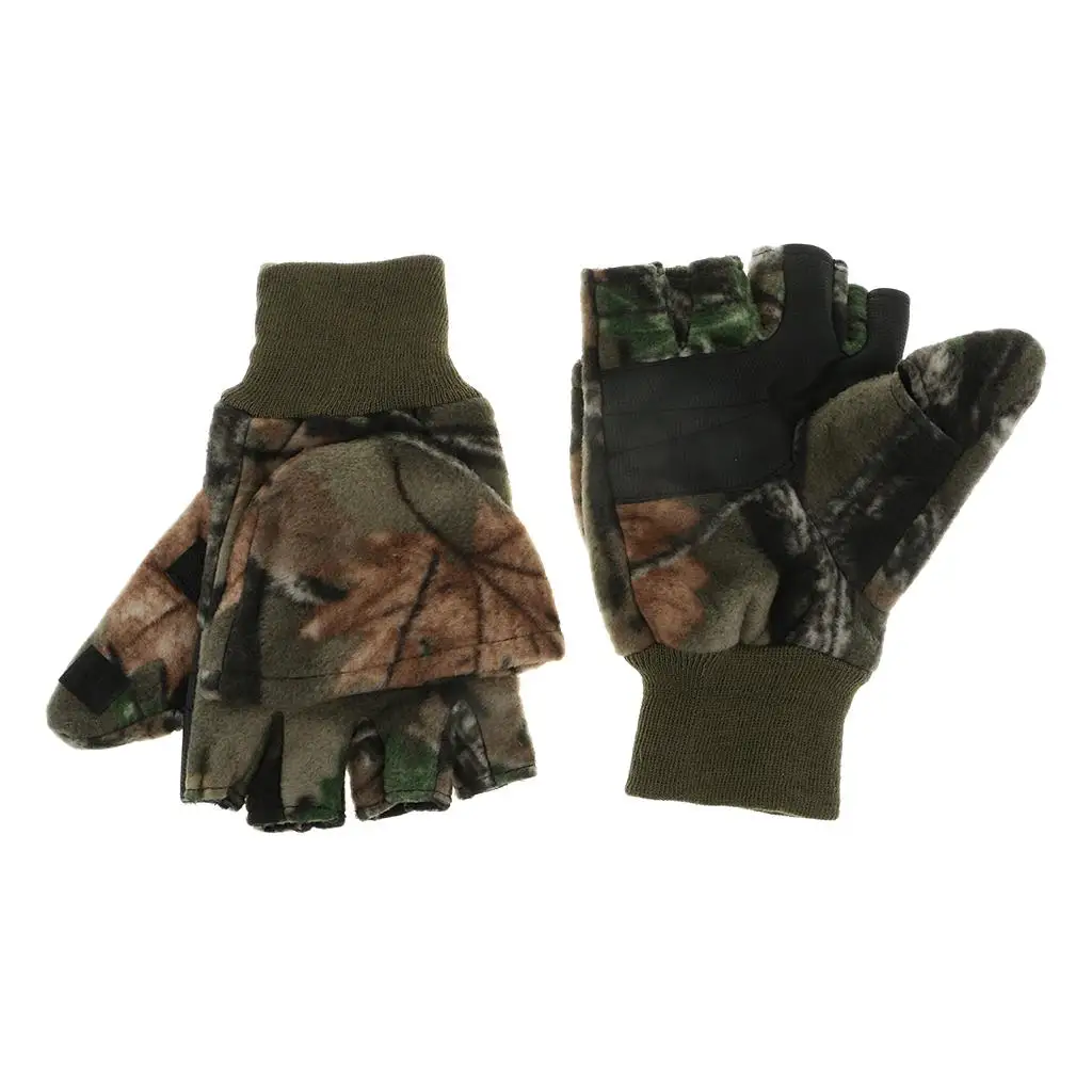 1 Pair Winter Fishing Gloves Anti Slip Warm Camo Cycling Hunting Gloves