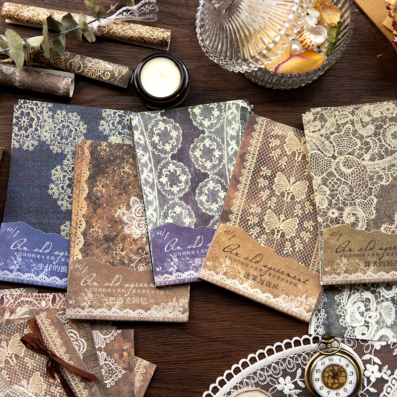 

40 Retro Large Size Background paper Vintage Material Paper Double Sided Material Book Scrapbooking Journal Decor Stationery