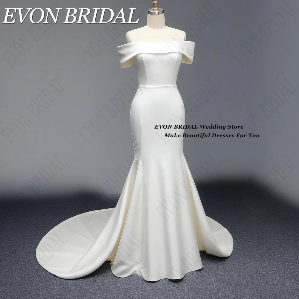 

EVON BRIDAL Simple Wedding Dresses For Women Ivory Soft Satin 웨딩드레스 Mermaid Bridal Party Gowns Civil Backless Zipper Custom Made