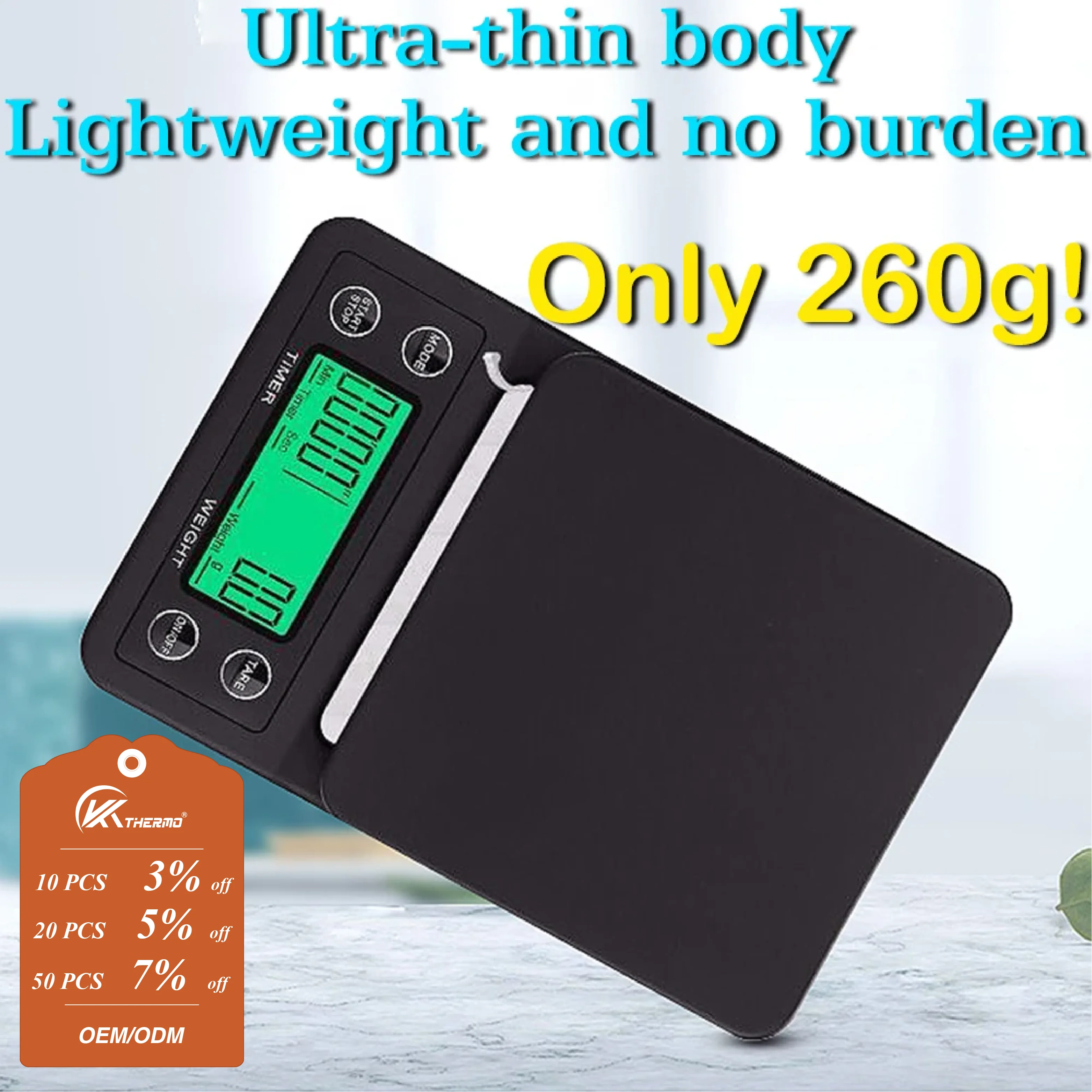 Enhanced Digital Kitchen and Coffee Scale with Timer & LED Backlight, High Precision