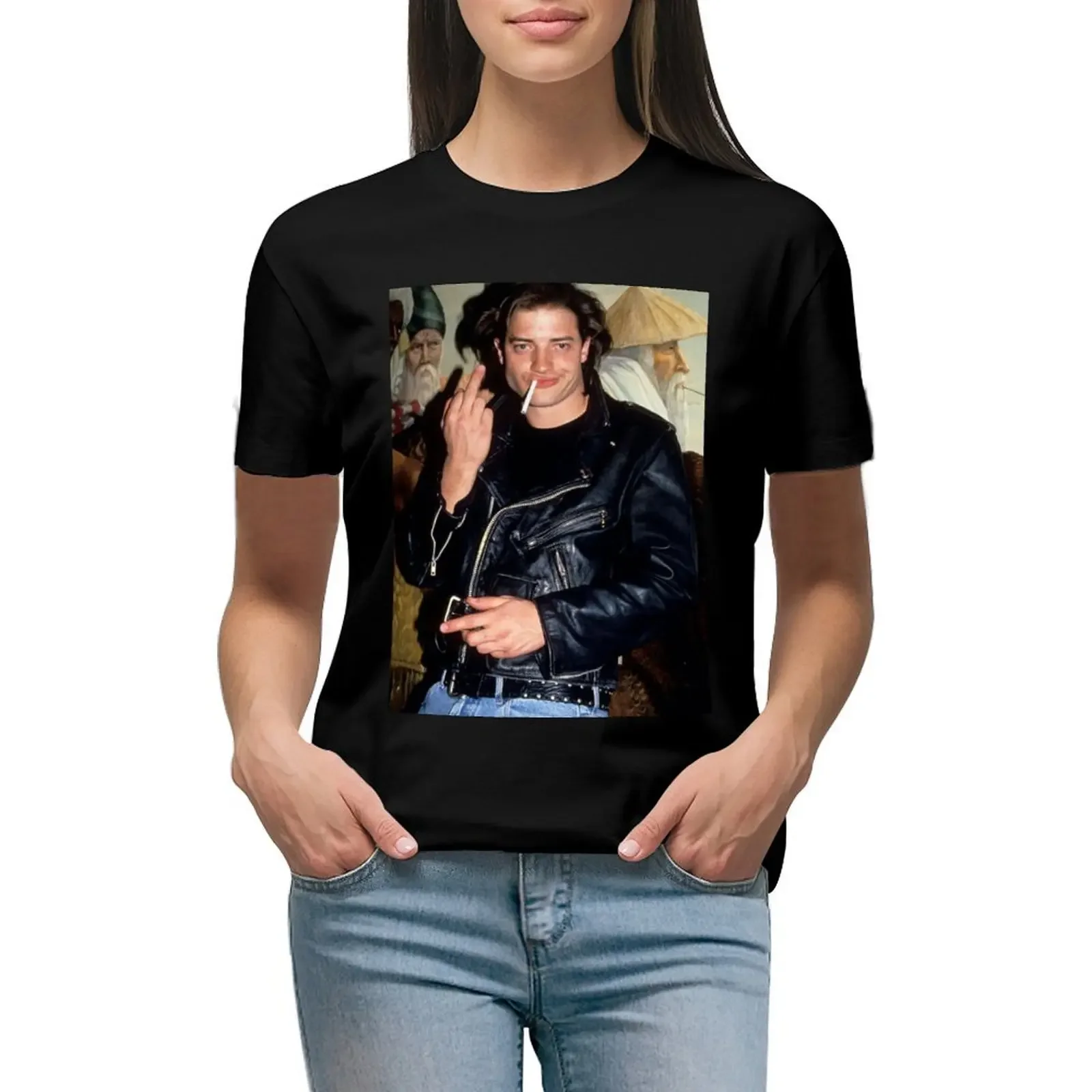 

Brendan Fraser at Tunnel Club T-shirt summer top tops funny korean Women's clothes