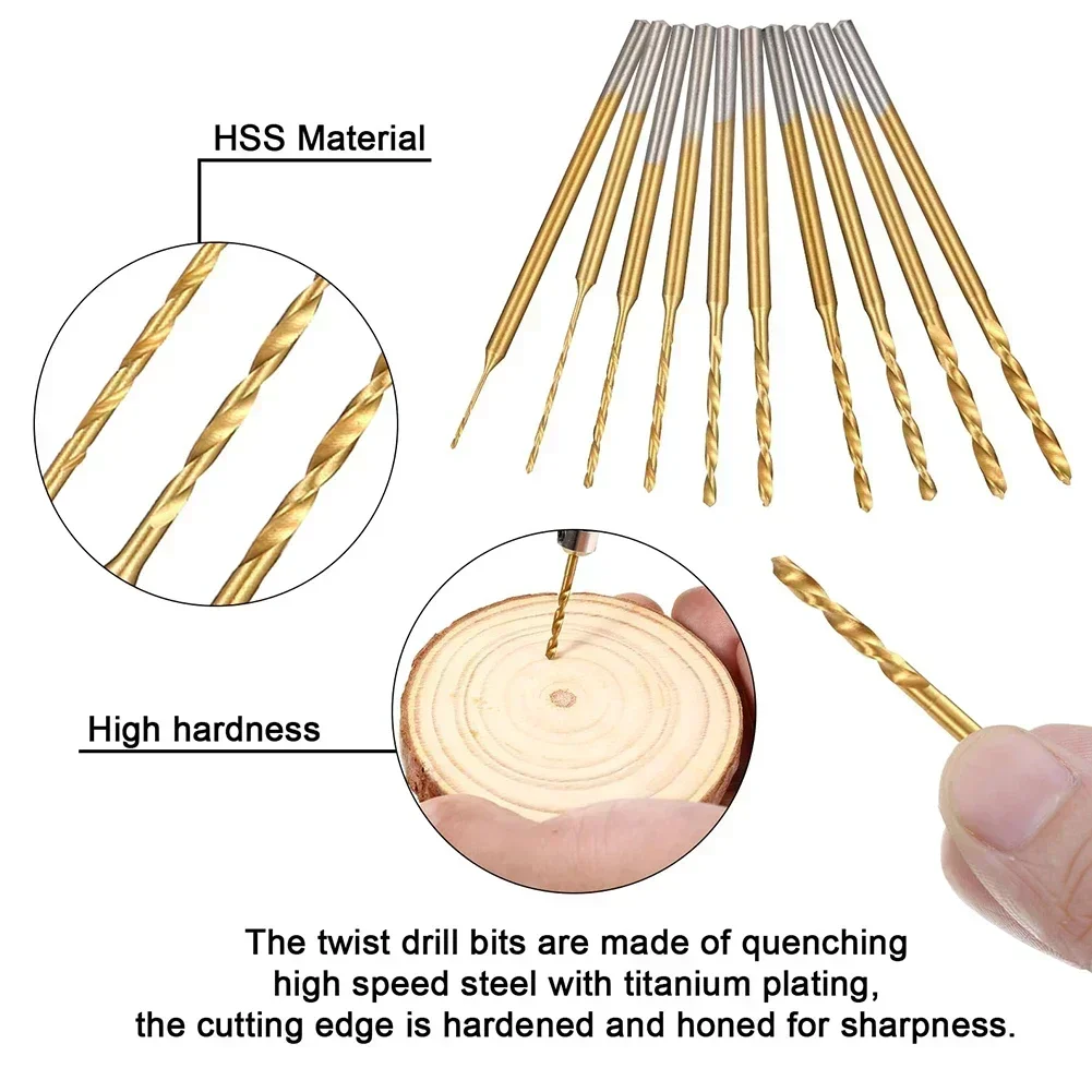 DIY Drill Bits Mini Drill Bit Set 10 Pieces 2.35mm Shank Diameter Efficient Drilling High-Speed Steel drill bit set drill bits drill bit