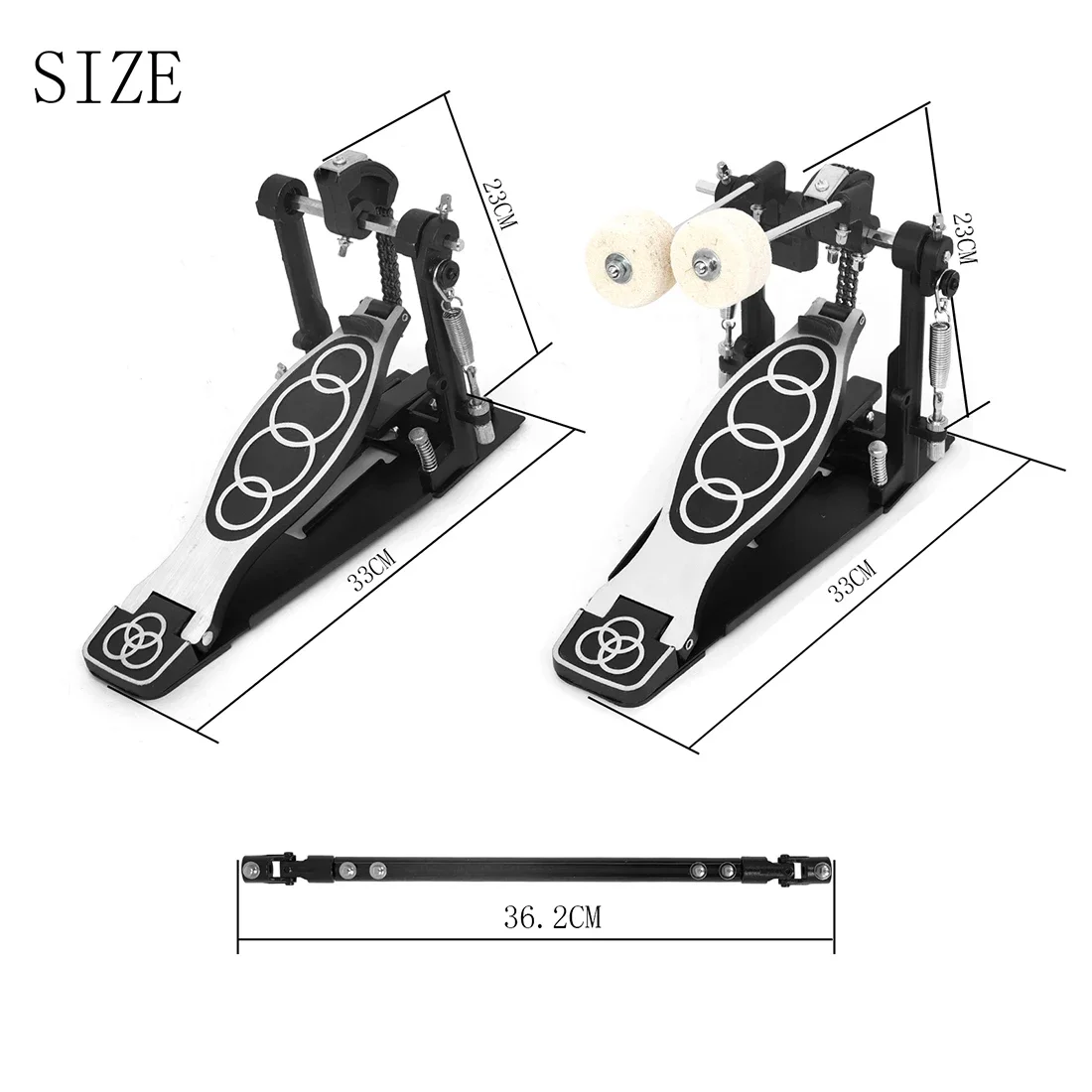 Trommel Doppel Schritt Aluminium Legierung Pedal Kette Schritt Platte Tragbare Elektronische Trommeln Trommel Fuß Pedal Percussion Instrument Teile – Detail 4