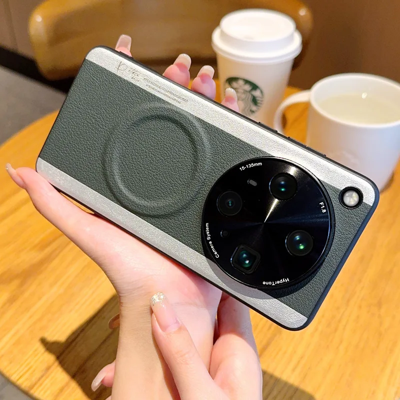 Luxury PU Magnetic Wireless Charging Protective Phone Case Back Cover Shell
