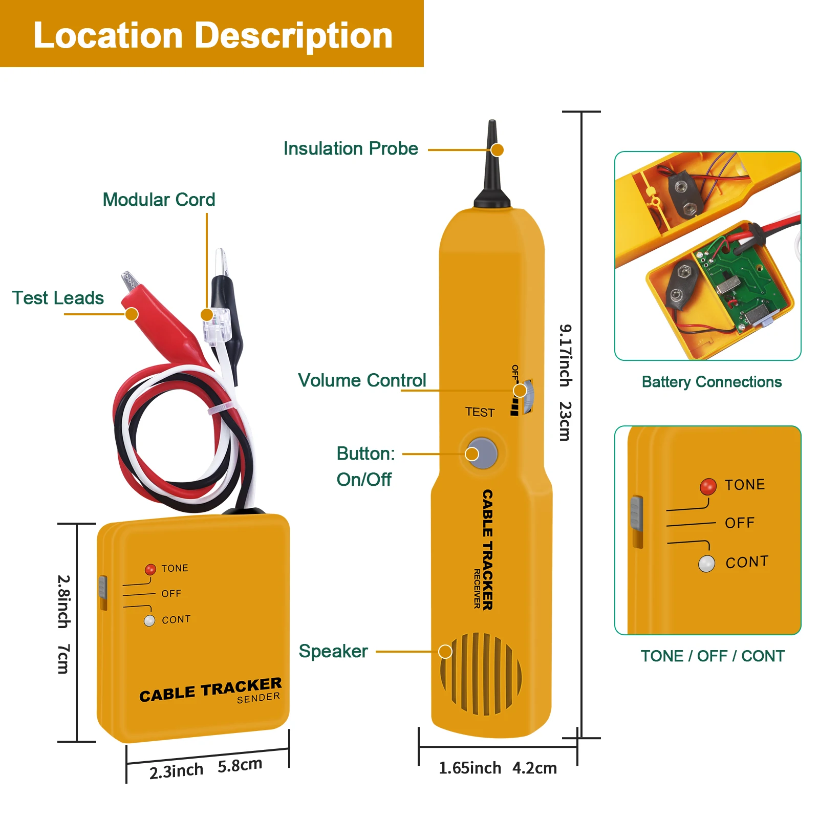 Xin Tester Wire Toner Cable Tracer, Tone Generator and Probe Kit High Accuracy Network Cable Jack Testers Ethernet Circuit Trace 2