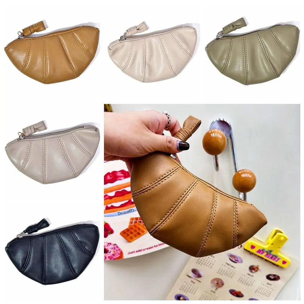 Pu Leather Croissant Wallet Fashion Car Key Bag Coin Purse Change Purse Handbag Cosmetic Bag Zipper Purse Outdoor