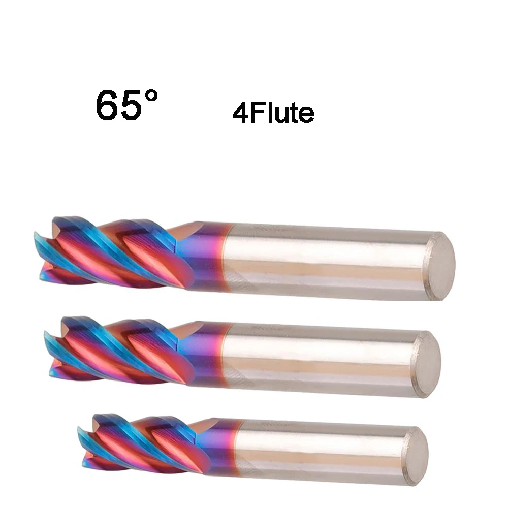 Fresa In Acciaio Al Tungsteno Con Naso Tondo In Metallo Duro Cnc Milling Tool Hrc 65 4 Flauti Blue Nano Coating Bull Nose Mill R0.2 R0.5 R1