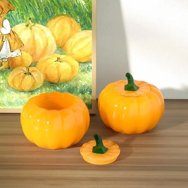 New Handmade Creative Shape New Pumpkin Jar With Lid Silicone Mold Jewelry Storage Box Plaster Mold DIY Plaster Resin Crafts