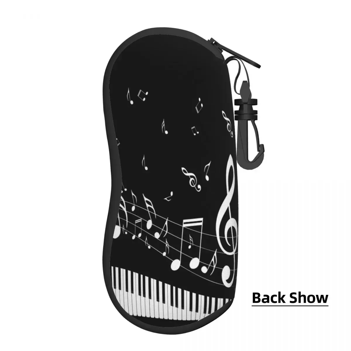 Eyewear Case Sunglasses Soft Case Abstract Piano Keys Musical Notes Glasses Box Zipper Eyeglass Protector
