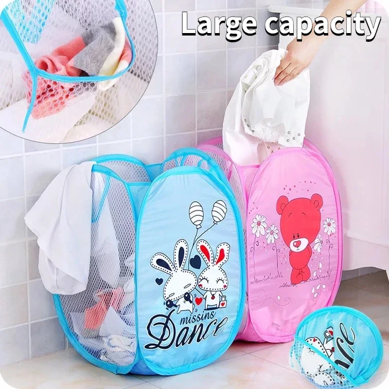 Folding Laundry Hamper Cartoon Pop Up Basket Open Mesh Laundry Dirty Sorting Basket Kids Toys Sundrie Home Storage Box Organizer laundry bag laundry basket laundry bags laundry hamper clothes basket