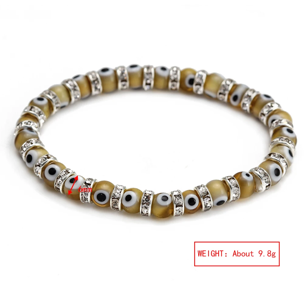 Lucky Eye Glass Colorful Beads Bracelet Adjustable Turkish Evil Eye Beaded  Bracelet for Women Girls Men Fashion Jewelry BE636