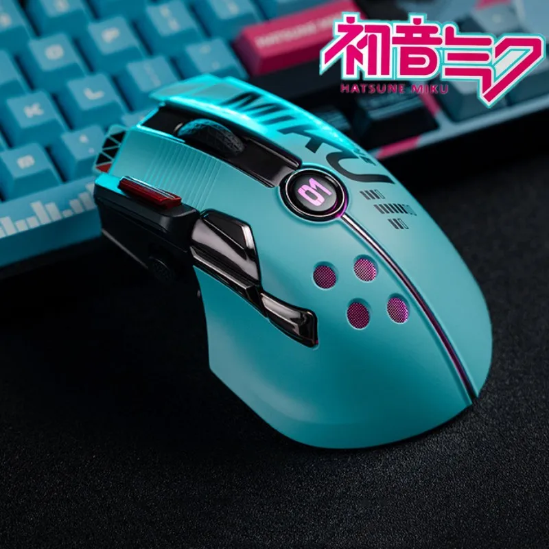 Hatsune Miku Gaming Mouse Anime Usb 2.4g Wireless Rgb Light