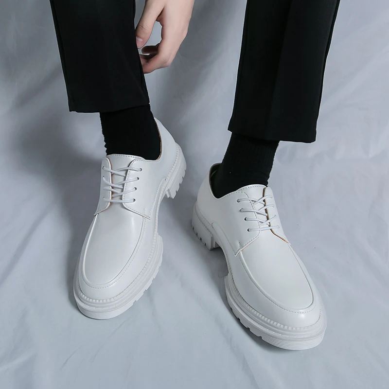 White Wedding Shoes Men's Business Leather Shoes Formal Oxfords Career Office Oxford Black Lace-up Luxury Goods Zapatillas