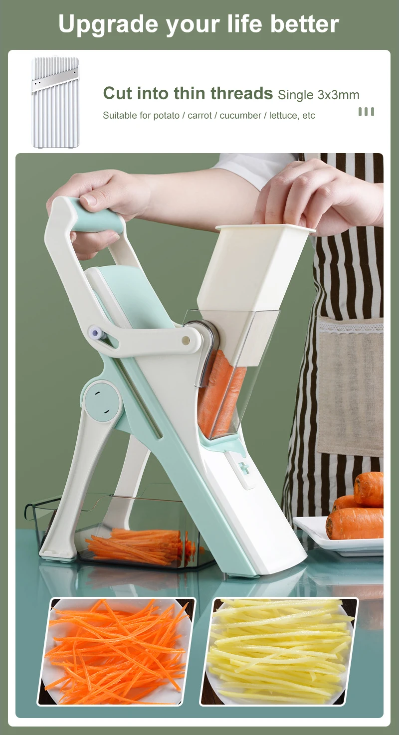 Vegetable Cutter Potato Slicer Food Chopper Fruit Cucumber Carrot Meat Grater Shredder Safe Mandoline Kitchen Gadgets