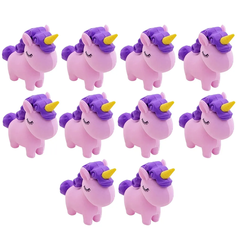 10Pcs 크리 에이 티브 유니콘 지우개 대량 학교 용품 학생 보상 재미있는 향기로운 지우개 쉬운 지우기 귀여운 지우개 선물