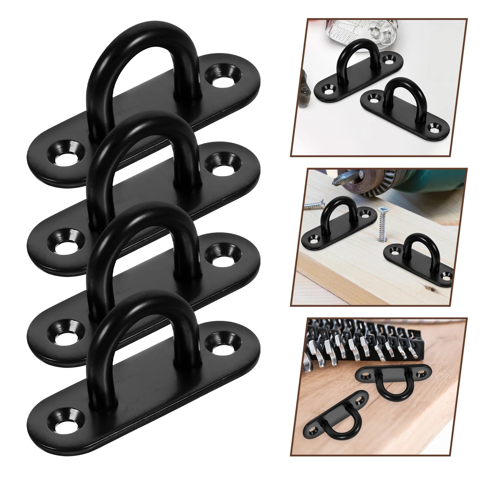 4 Pcs Roof Wall Ceiling Fixed Mounted Black Stainless Steel Heavy Duty