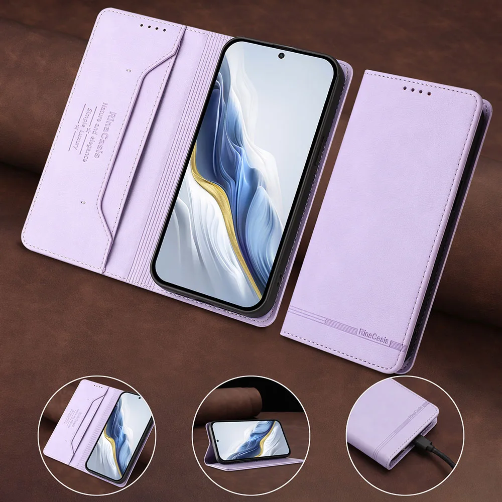 Premium Magnetic Leather Flip Wallet Case - Sleek Protective Phone Back Cover
