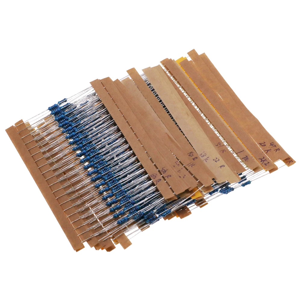 30 Kinds 1% 1/4W Metal Film Resistor Assorted Kit 30 Values each value 20pcs total 600pcs (10R-1M)