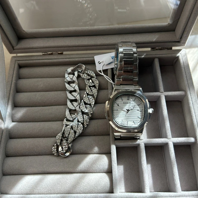 Men's Watch Simple Night Light with Calendar Quartz Men's Watch+Bracelet