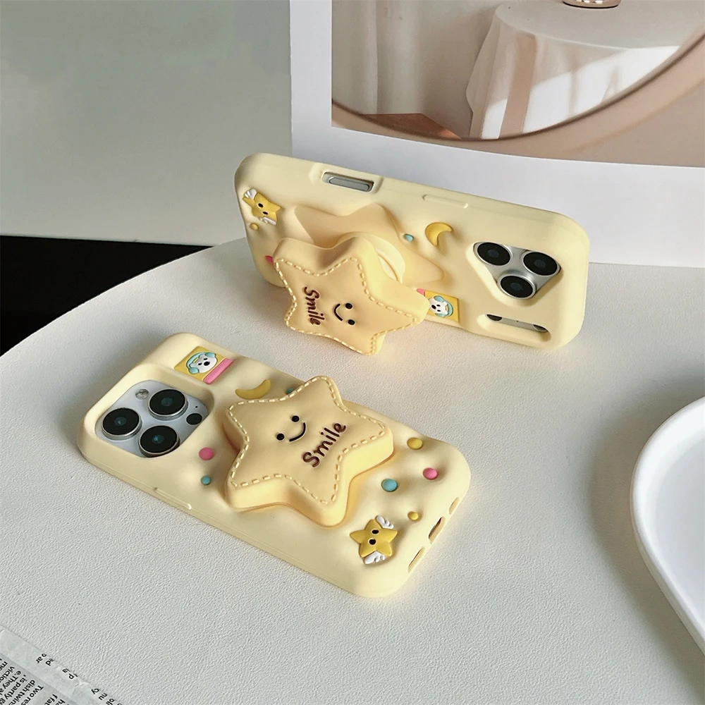 3D Twinkle Star Telescopic Bracket Case with Soft Silicone Stand Holder Cover