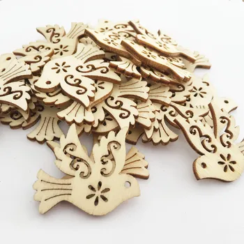 50pcs Unfinished Wooden Heart Ornaments Wooden Love Heart Hanging  Embellishment Tags for Wedding Party Crafts Decorations